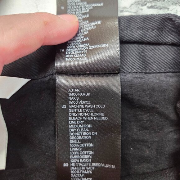 H&M Size 4 Black Teal Gold Beaded Embroidered Raw Tassel Hem Zip Mini Skirt - Picture 9 of 9